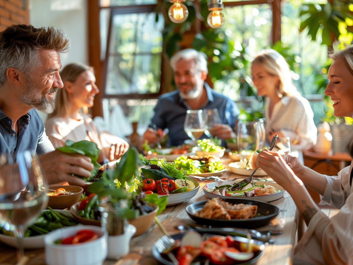 Люди різного віку готують здорову збалансовану їжу